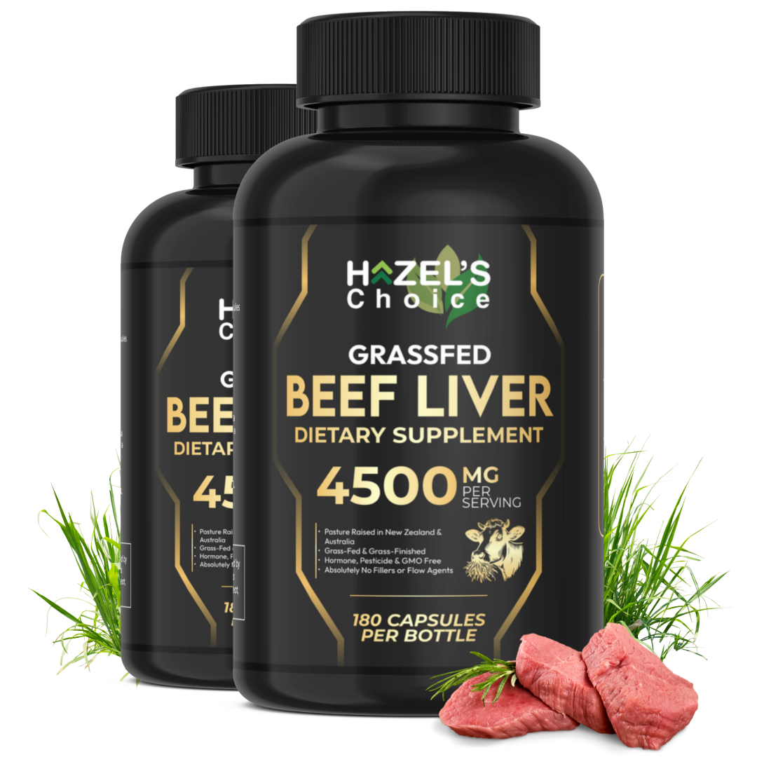 HAZEL'S Choice Grassfed Beef Liver Supplement 4500mg, 180 Capsules, Unflavored, Organ Support Supplement & Nutrient-Rich, 30 Servings