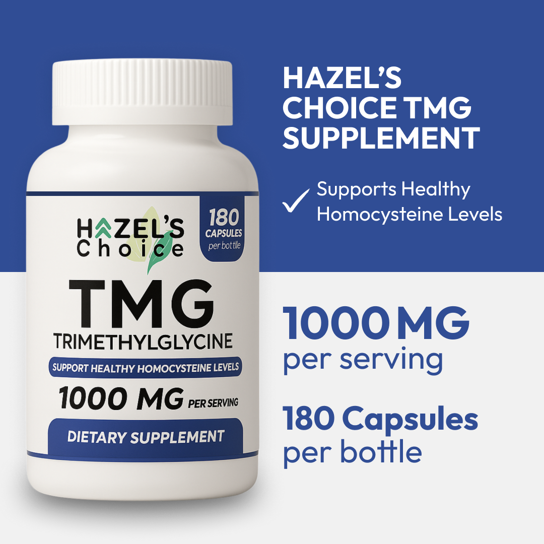 TMG trimethylglycine 1000mg Supplement, 180 Capsules, Non-GMO, Gluten-Free, Supports Daily Wellness Routine