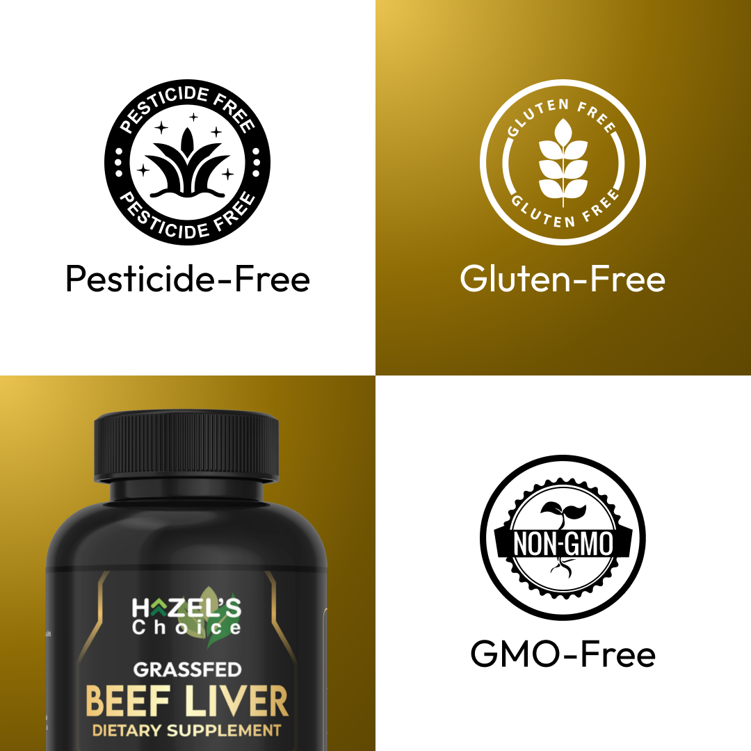 HAZEL'S Choice Grassfed Beef Liver Supplement 4500mg, 180 Capsules, Unflavored, Organ Support Supplement & Nutrient-Rich, 30 Servings