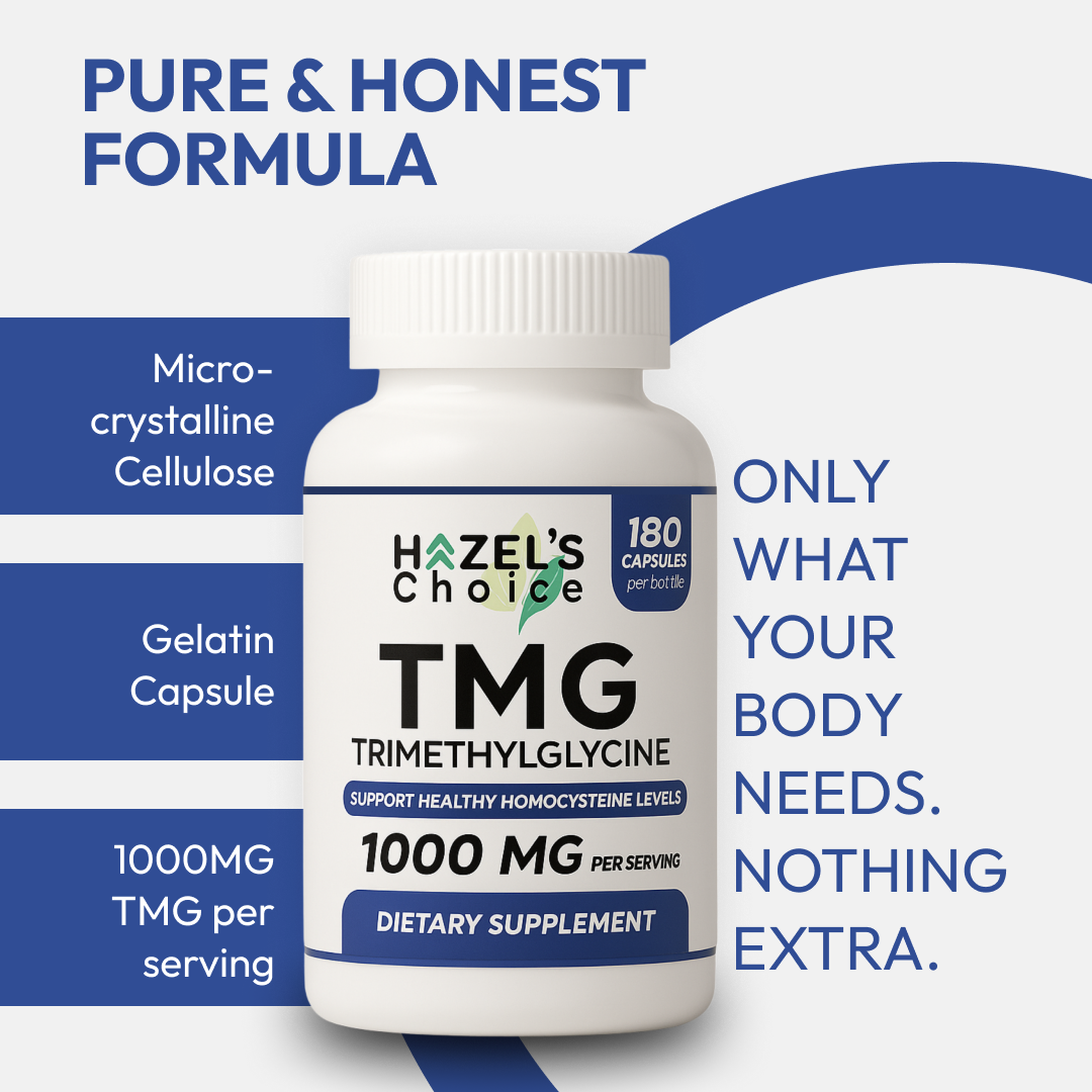 TMG trimethylglycine 1000mg Supplement, 180 Capsules, Non-GMO, Gluten-Free, Supports Daily Wellness Routine