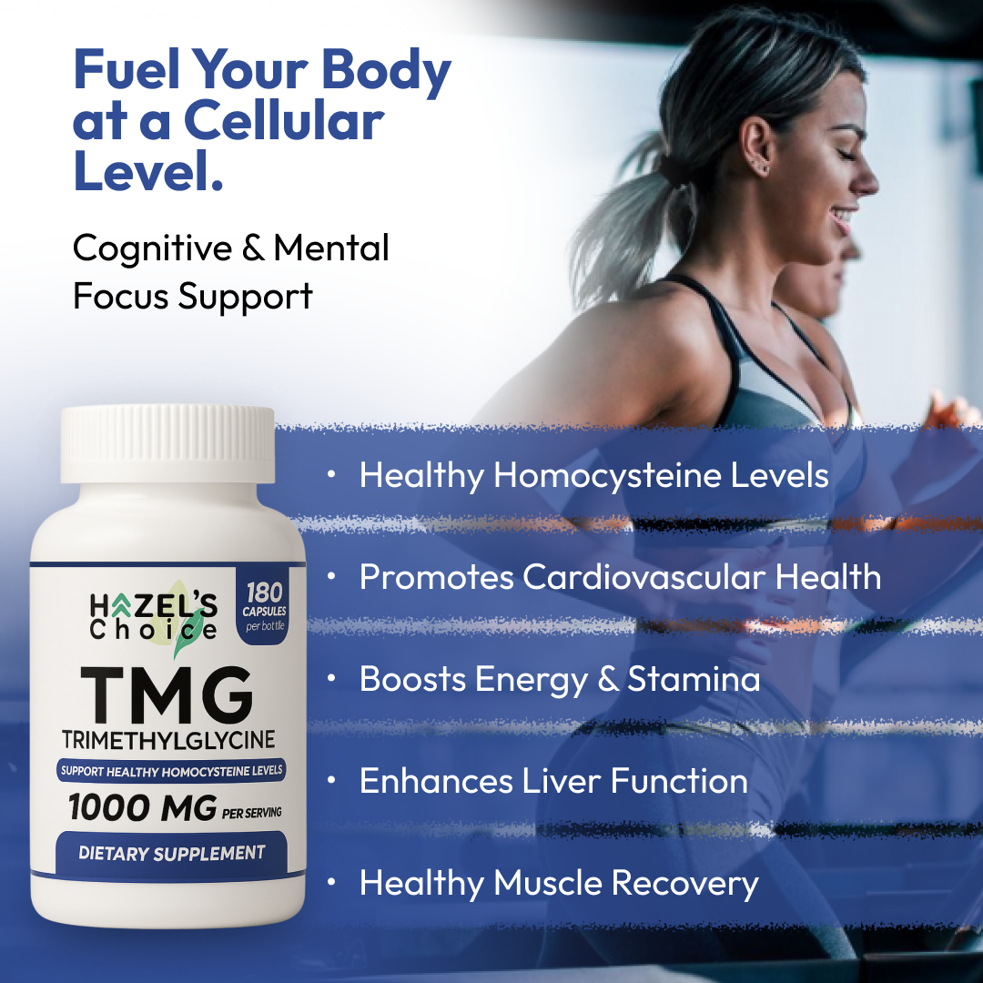 TMG trimethylglycine 1000mg Supplement, 180 Capsules, Non-GMO, Gluten-Free, Supports Daily Wellness Routine