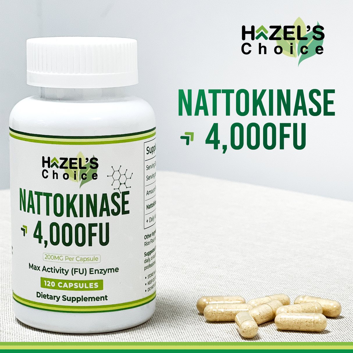 Nattokinase 4,000 FU – 120 Capsules – 200MG Per Capsule – Non-GMO & Gluten-Free