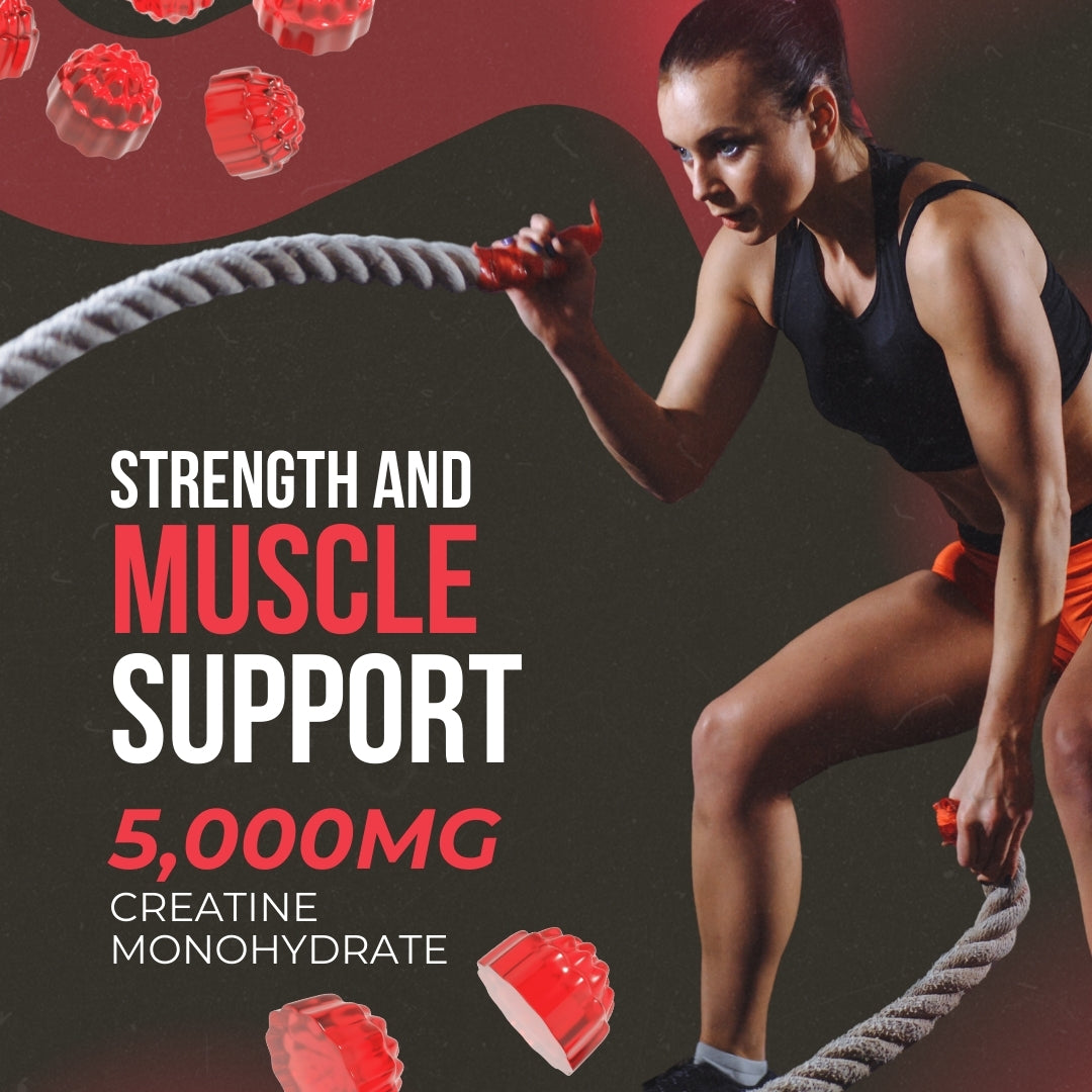 HAZEL'S Choice Creatine Gummies – 120 Vegan Gummies, 5000mg Per Serving – Non-GMO, Gluten-Free – Strawberry & Blue Raspberry Flavors