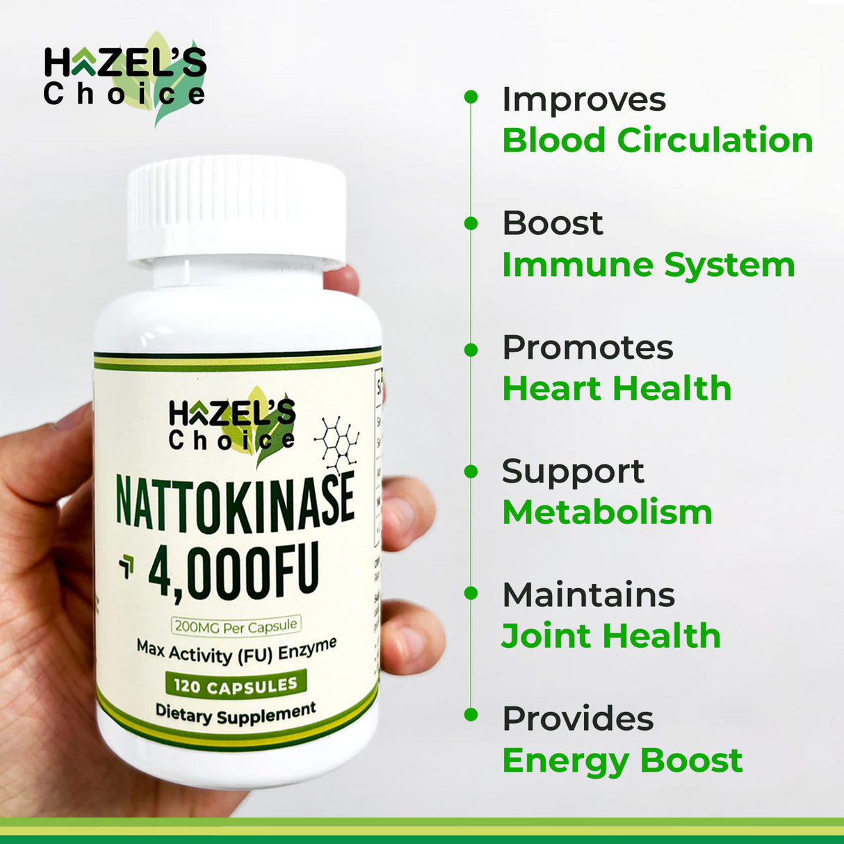 Nattokinase 4,000 FU – 120 Capsules – 200MG Per Capsule – Non-GMO & Gluten-Free