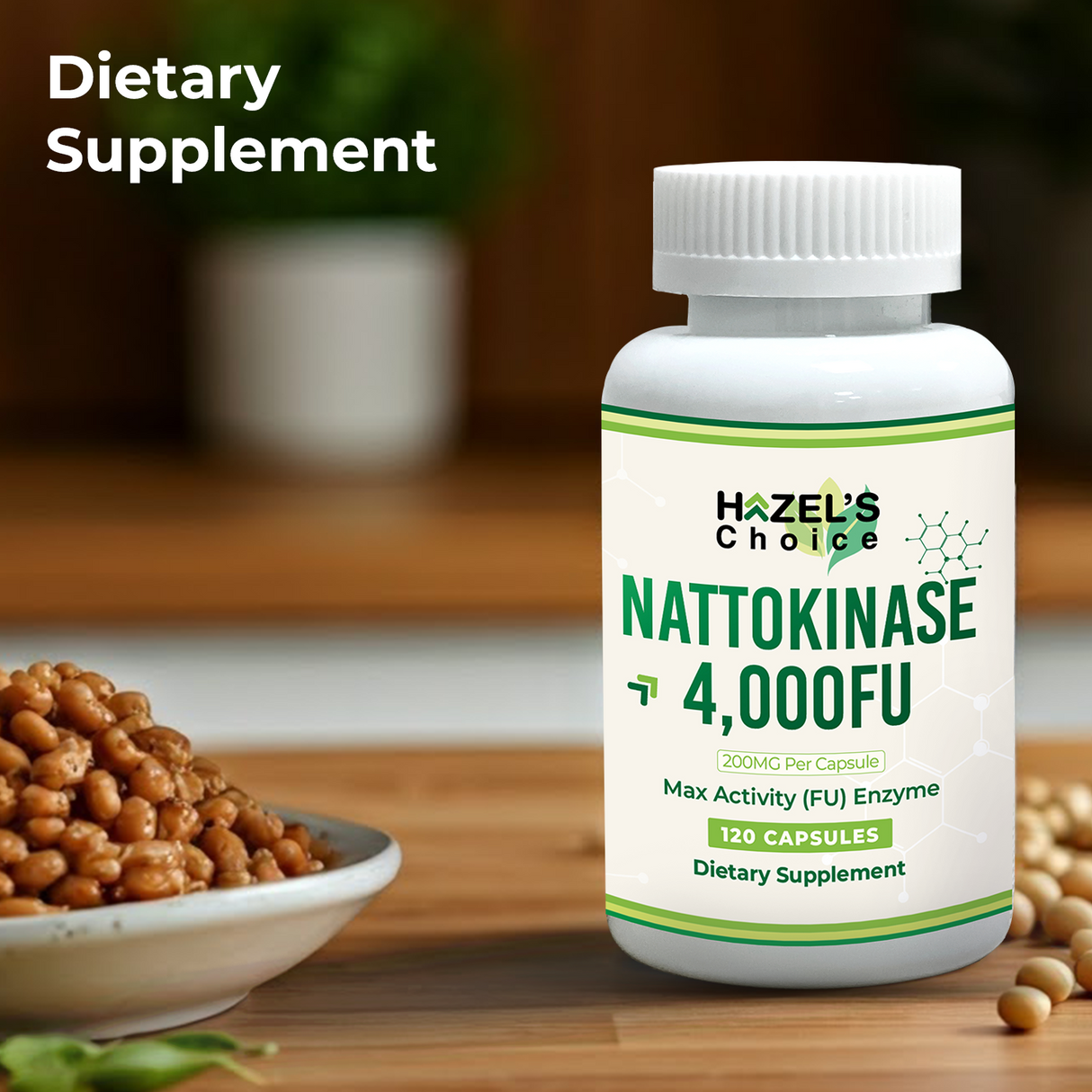 Nattokinase 4,000 FU – 120 Capsules – 200MG Per Capsule – Non-GMO & Gluten-Free