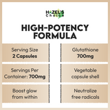 HAZEL'S Choice Liposomal Glutathione 700mg | 60 Vegetable Capsules | Vegan, Non-GMO, Lactose-Free | Plant-Based Format